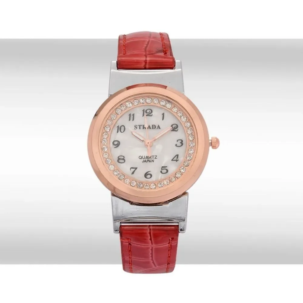 STRADA Watch Austrian Crystal Red Original Box